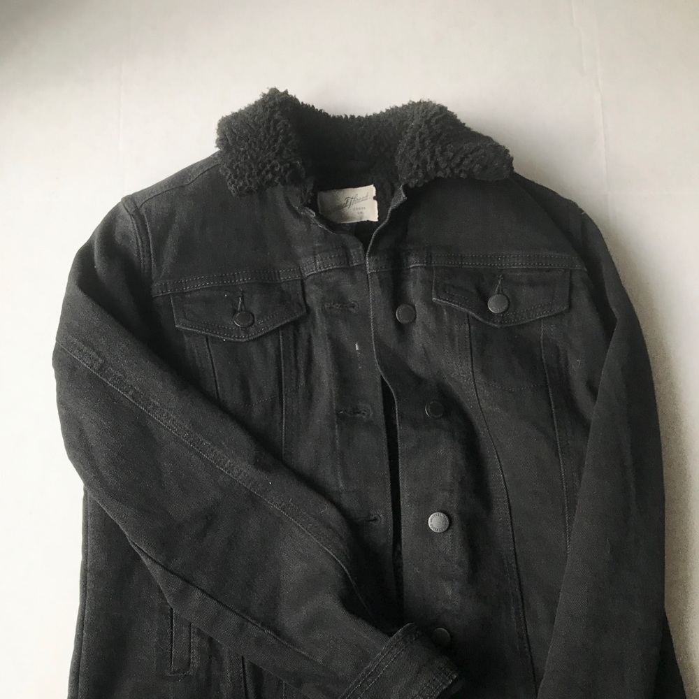 Black fur lined denim jacket
